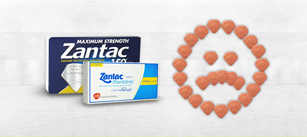 picture showing zantac pills with a sad face